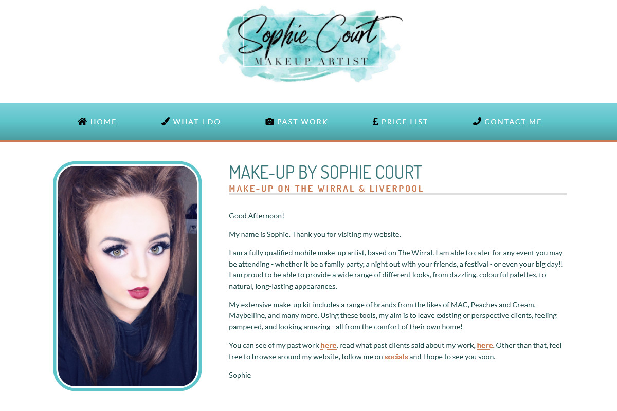 Make Up By Sophie Court website